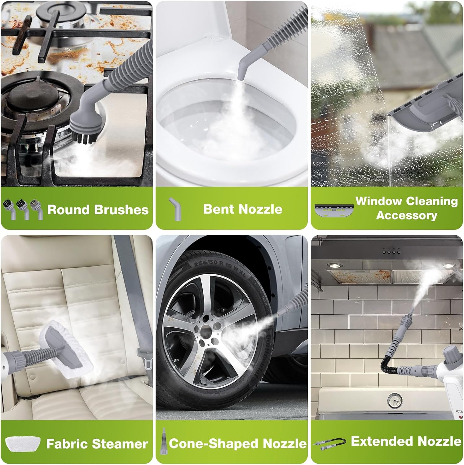 Pressurized Handheld Steam Cleaner, Portable Multi-Surface Cleaner for Home, Multipurpose Steam Cleaner for Tile, Grout, Windows, Bathroom, with 12pcs Accessories (White)