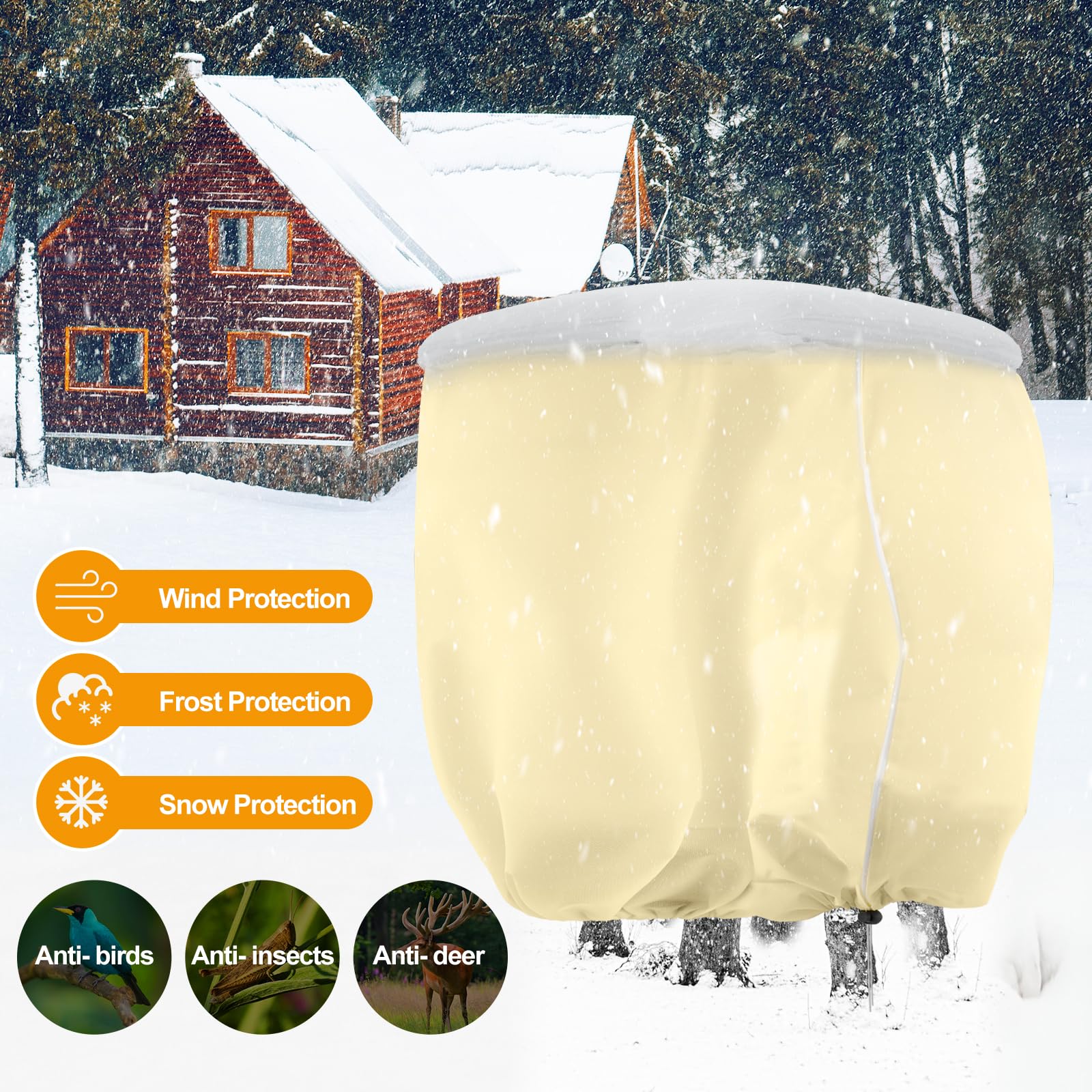 Pflanzenfrostschutz-Vlies Mit Reißverschluss & Kordelzug - Winterschutz Für Empfindliche Pflanzen 120x180cm