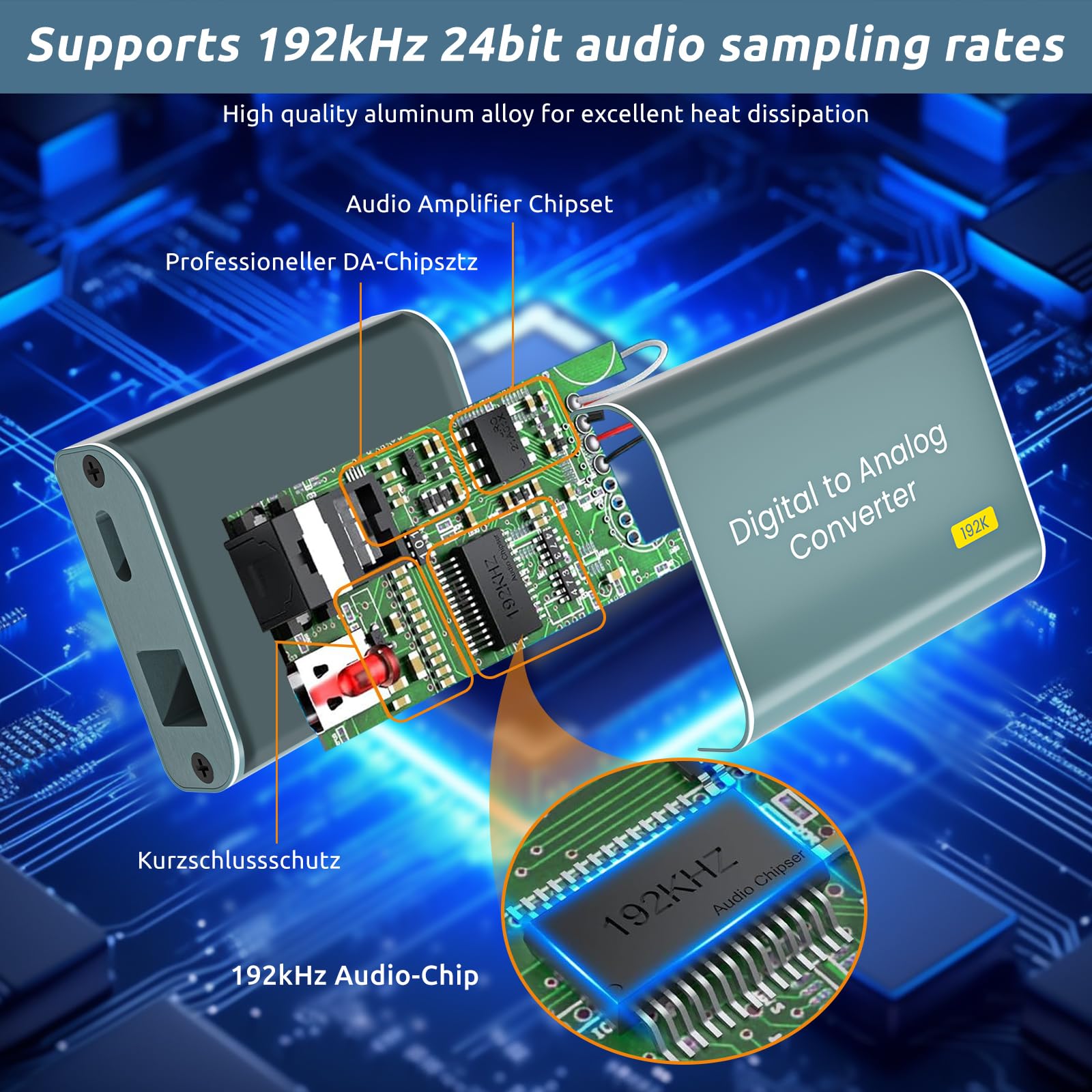 192KHz DAC Convertitore Audio Digitale Analogico,Convertitore Coaxial Toslink Ottico SPDIF Coaxial Toslink SPDIF a L/R Jack 3.5mm,Convertitore ottico RCA per Blu Ray DVD Sky HD XBox HDTV