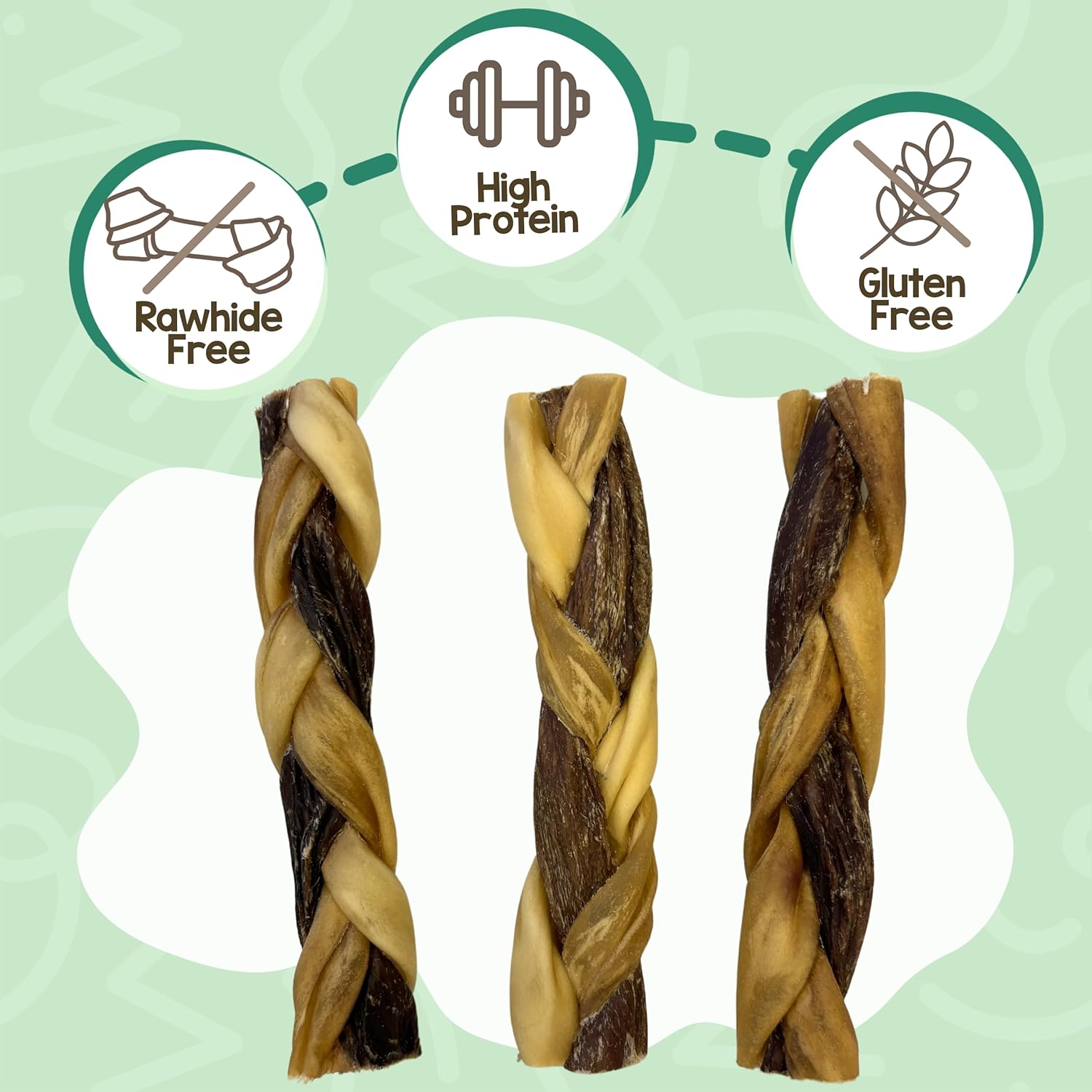 Nature Gnaws Braided Gnaws for Dogs 5-6" (12 Count) - Long Lasting for Small and Medium Dogs - Natural Beef Bully Stick Combo Braids - Rawhide Free