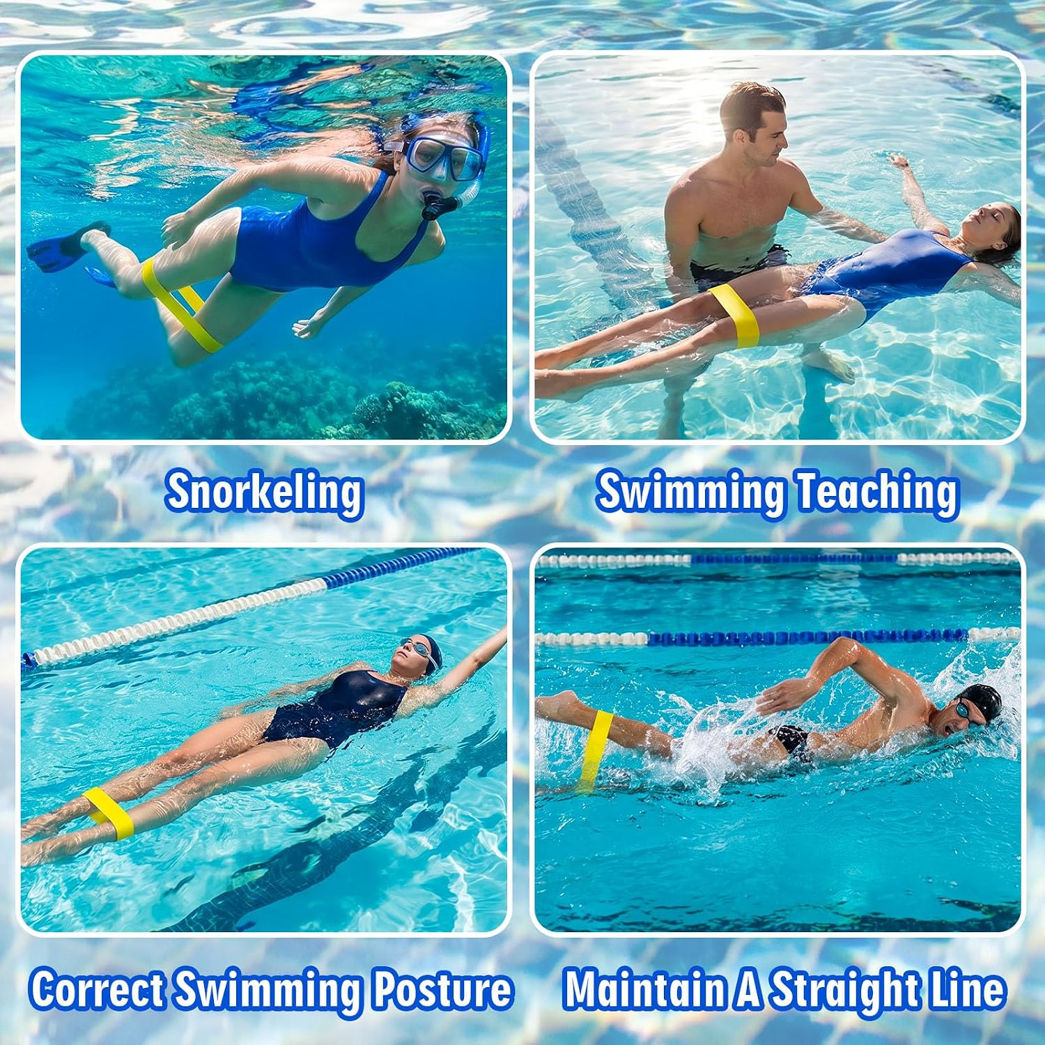 Thinp 3 Pcs Ankle Straps for Swimming, Rubber Swim Resistance Bands