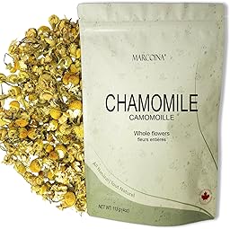 MARCOINA - Pure Chamomile Herbal Tea 113g - Whole Flowers, Loose, Caffeine-Free, Resealable Bag (4oz)