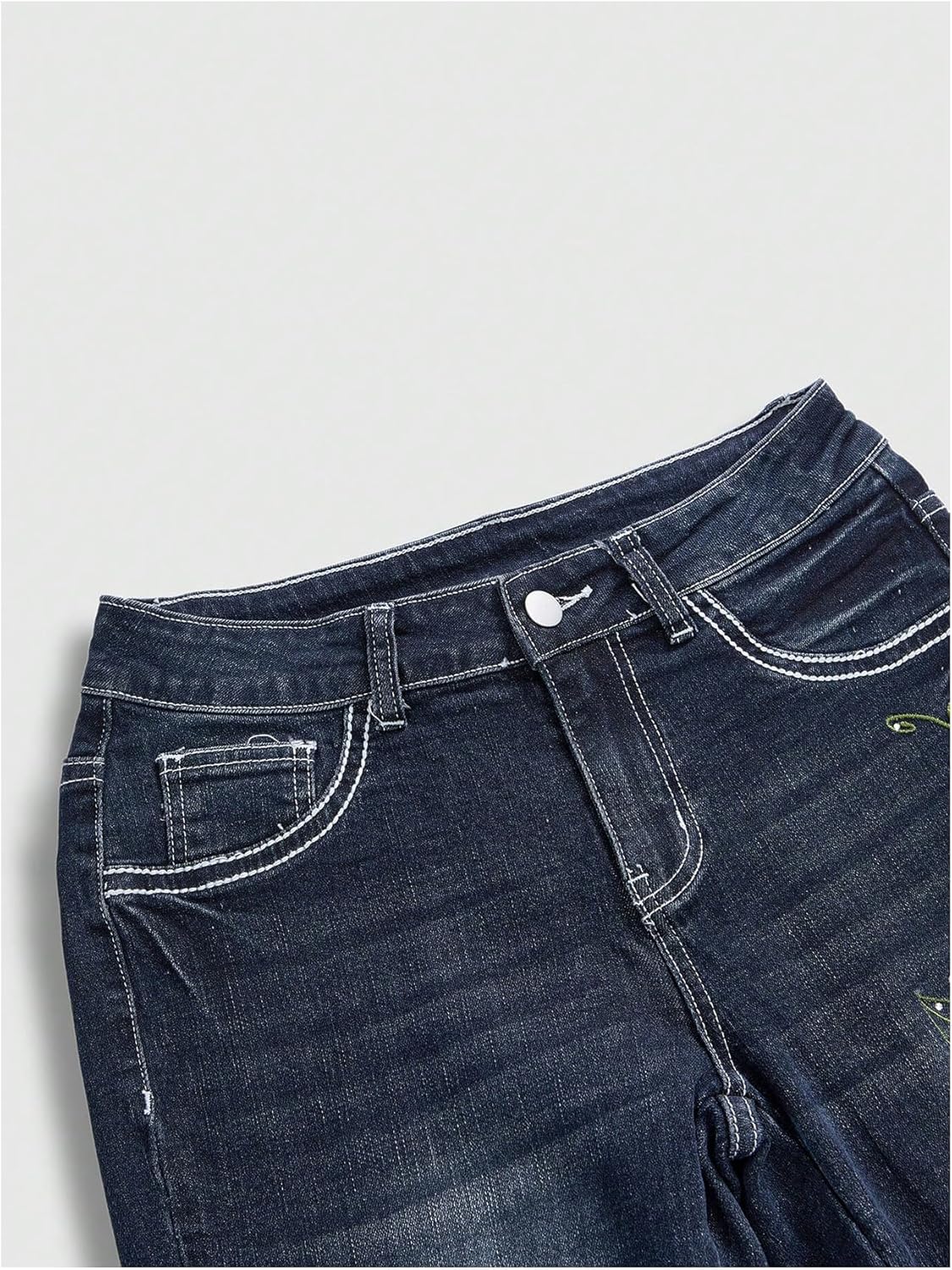 SOLY HUX Women's Y2k Bell Bottom Jeans Butterfly Embroidery Casual Denim Flare Pants - Image 4