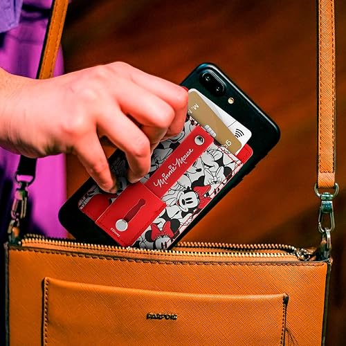 Miniatura 3 de iJoy Disney Minnie Faces - Cartera roja para teléfono, tarjetero adhesivo con correa para el dedo y soporte para iPhone (4 x 3 x 0.3 pulgadas)