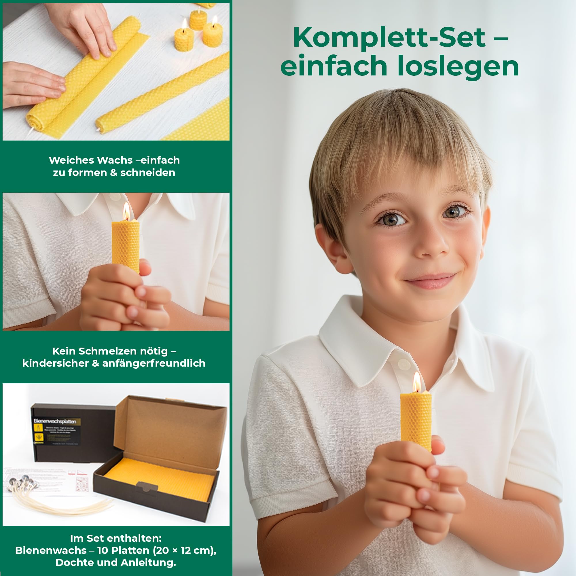 Kaars Bijenwas 100% Natuurlijk - 10cm | De Winkel van Lourdes