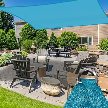 6 x 13 Turquoise Standard Size Sun Shade Sail Heavy-Duty Reinforced Square Canopy 1620, UV-Blocking 260 GSM Fabric, Built for Strength, Style & Longevity