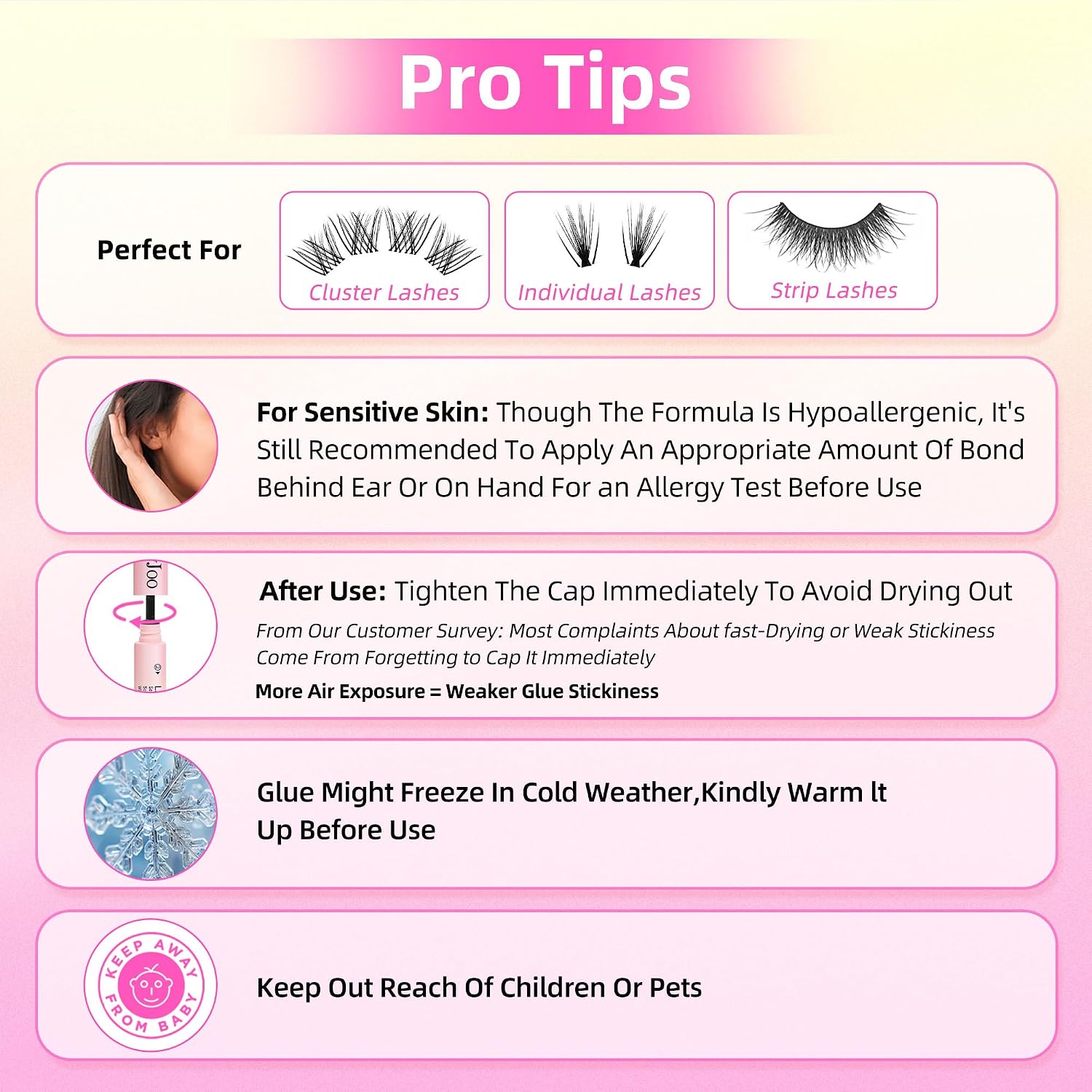 Lash Glue for DIY Cluster Lashes, 2 in 1 Lash Bond and Seal, Black | Gentle Formula for Sensitive Eye, Strong Hold Long Lasting, Waterproof