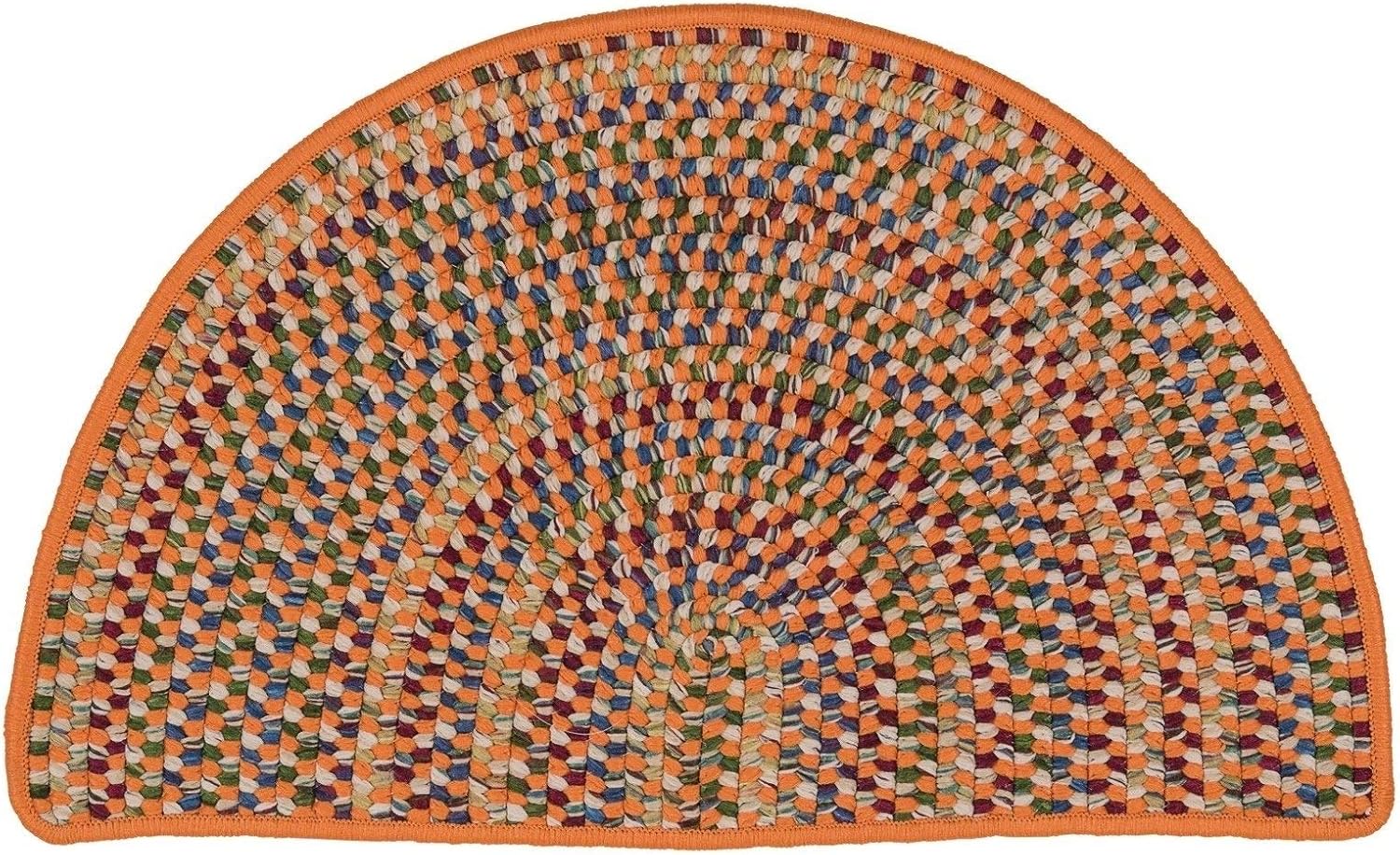 3'10"x2'7" Farmhouse Hearth Rug Half Moon Semi Circle, Orange Braided Multi Color