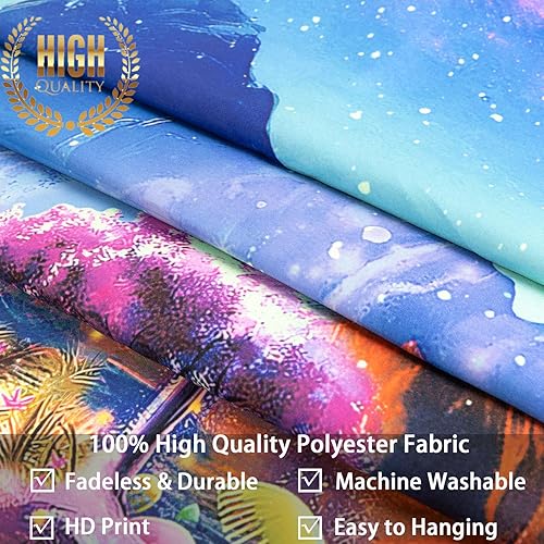 Miniatura 5 de Avinyl Tapiz espacial de luz negra para dormitorio, diseño de cascada de luz negra, para colgar en la pared, reactivo a los rayos UV, luna, galaxia,