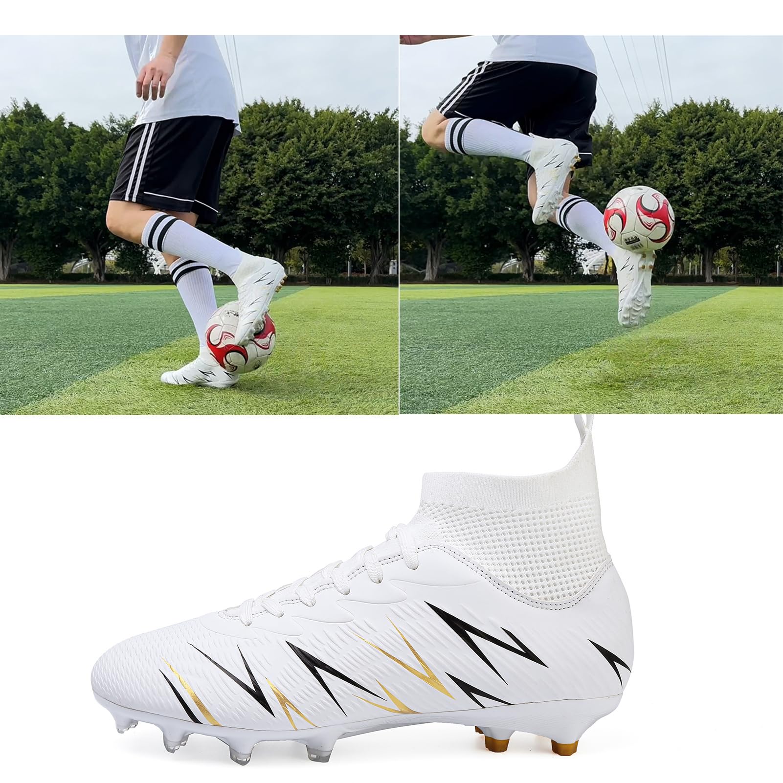 Mens Football Boots Spike High Top Football Shoes Astro Turf Trainers AG FG Soccer Cleats Boys Professional Athletic Shoes - 2