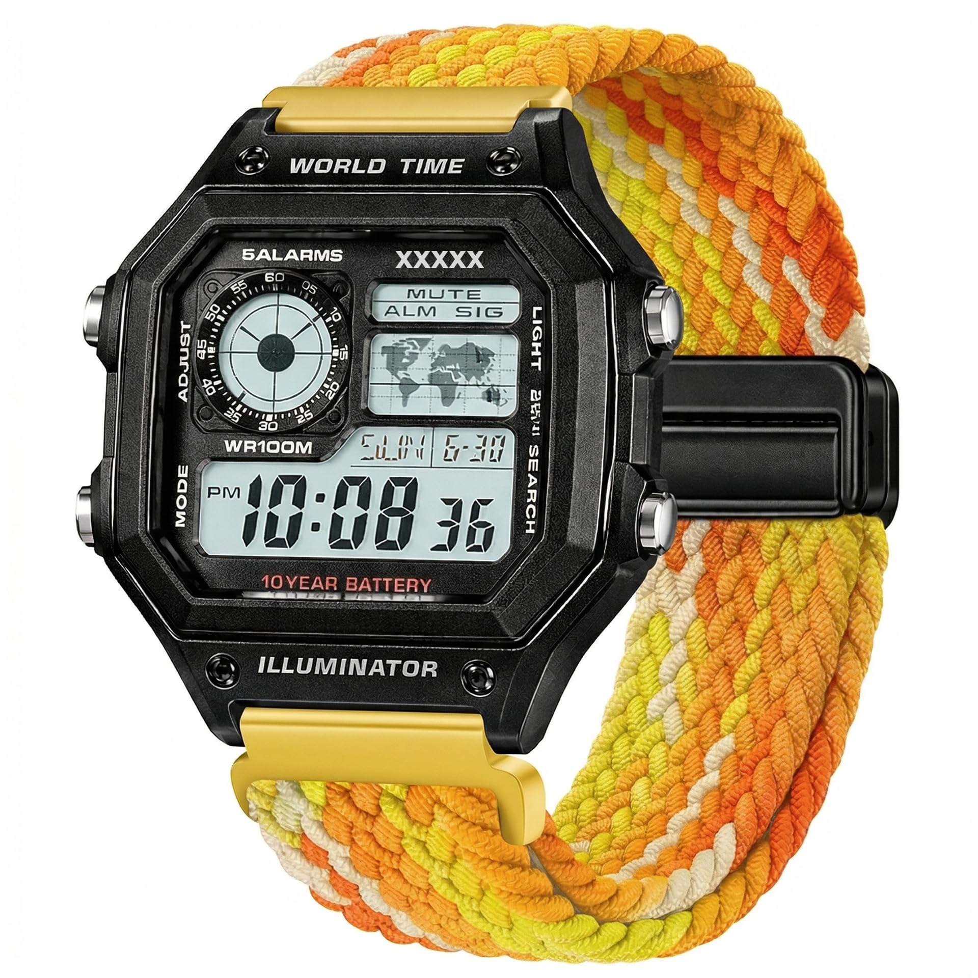 DBLACK ''SKYPIEA'' 18mm Nylon Woven Braided Magnetic Lock Watch Strap // Compatible for Casio AE-1200WH, AE-1300WH, F-108WH, W-216H & Other Models (Watch not Included)