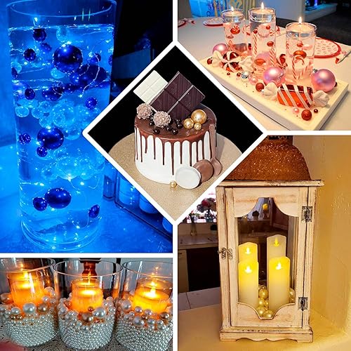 Miniatura 5 de Efavormart - Juego de 200 cuentas de perlas de imitación brillantes de color blanco y dorado, sin agujeros, para manualidades