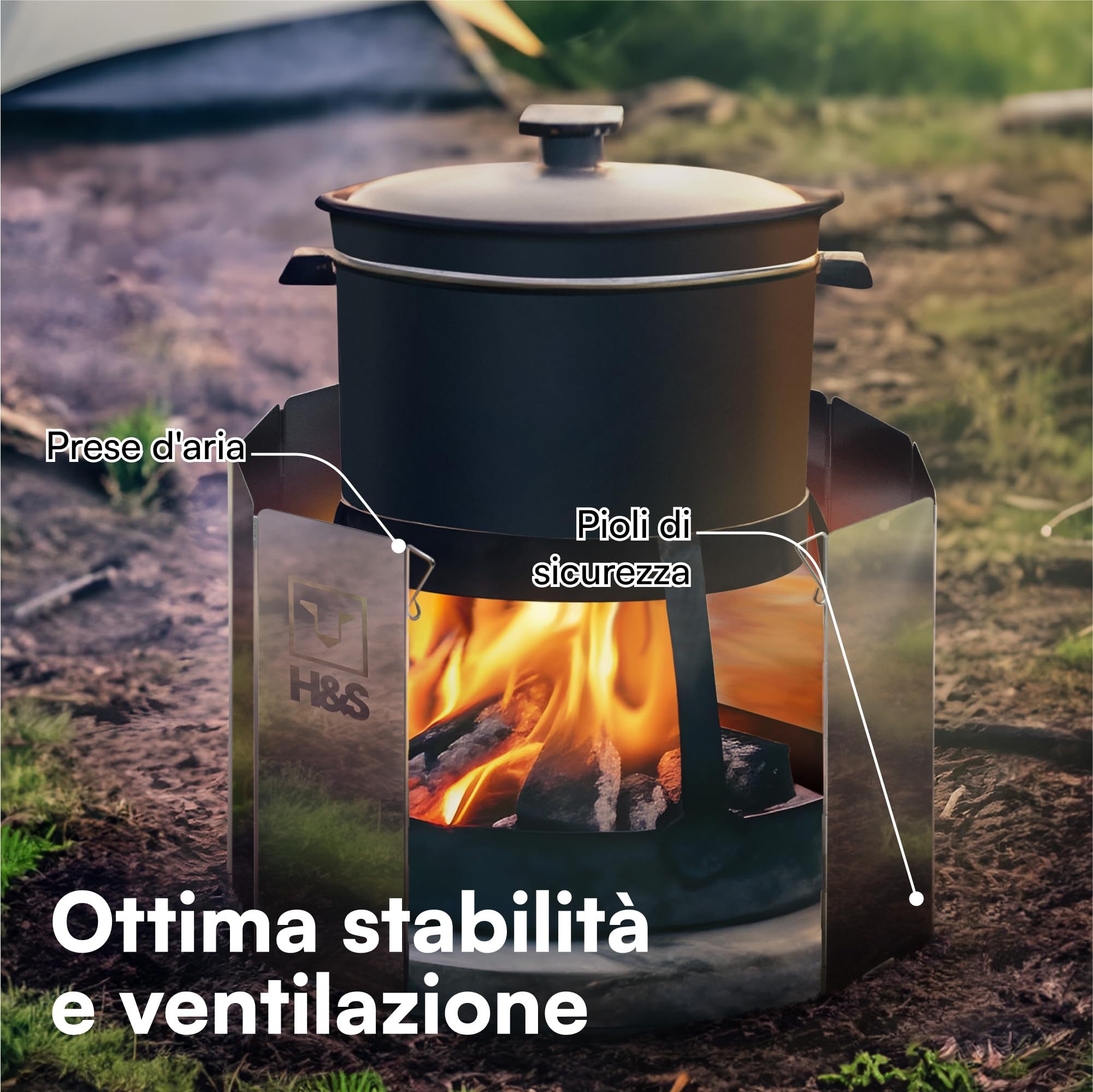H & S®, 10 pannelli pieghevoli da campeggio per piano cottura a gas e anti-vento