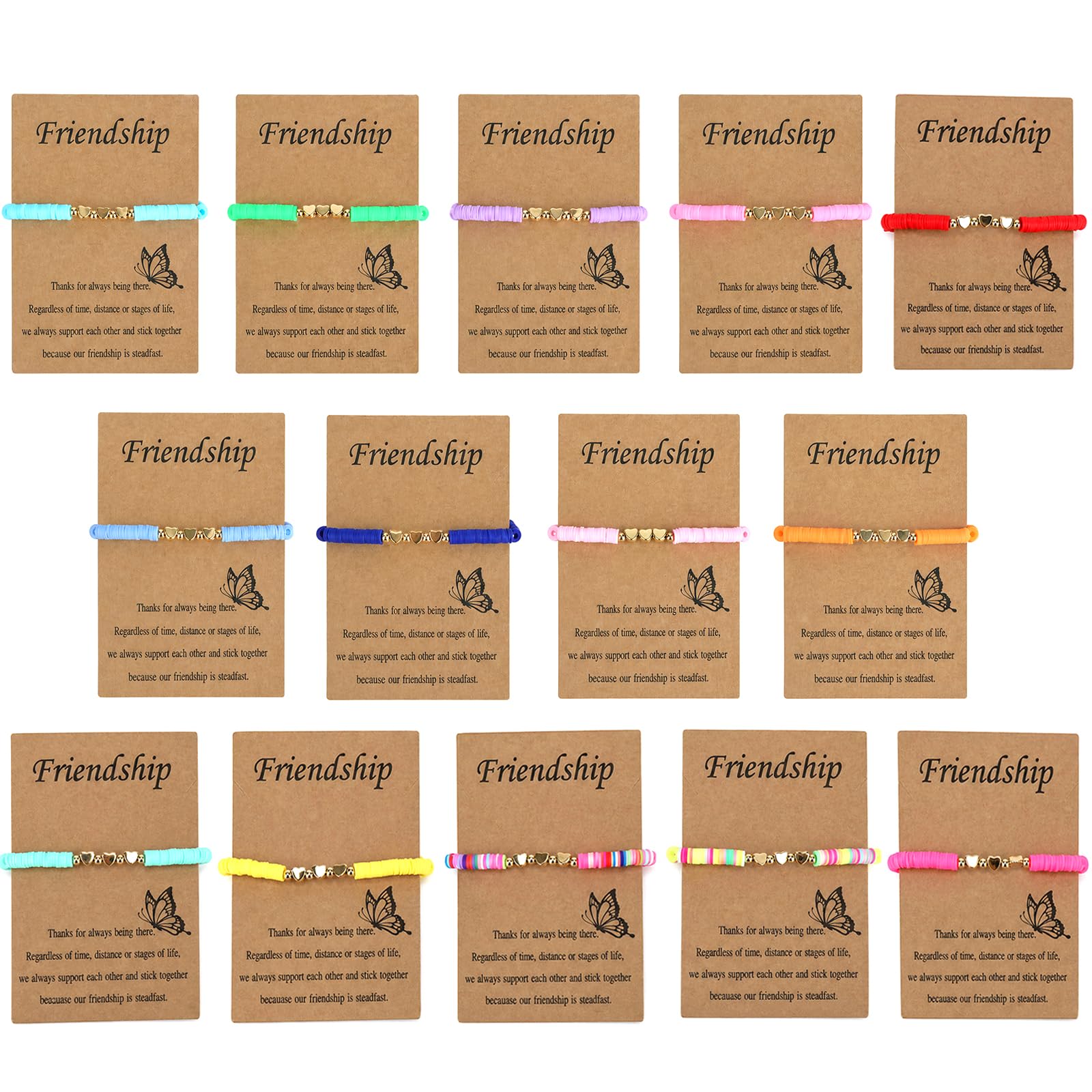 14PCS Friendship Bracelets, String Stretch, Adjustable, Colorful, For Girls