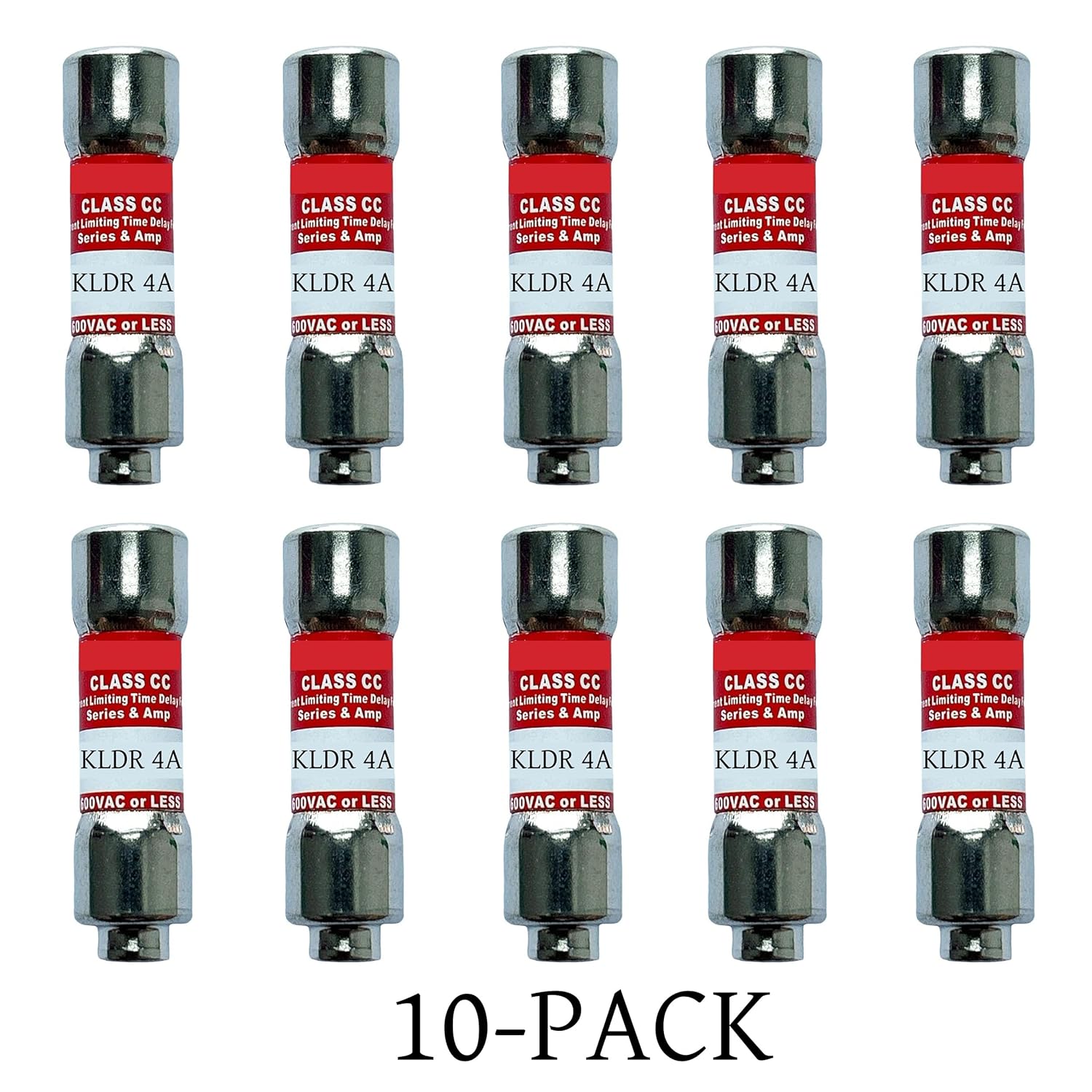10-Pack New KLDR-4 KLDR-4A 600Vac Time Delay Fuse,KLDR 4A Class CC Cartridge Fuse