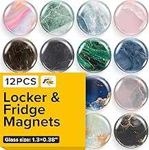 Super Cute Fridge & Locker Magnets – 12 Glass Magnets with Vibrant Colors – Strong Hold for Photos, Notes, Recipes – Aesthetic Refrigerator Decoration - Perfect for School & College Locker