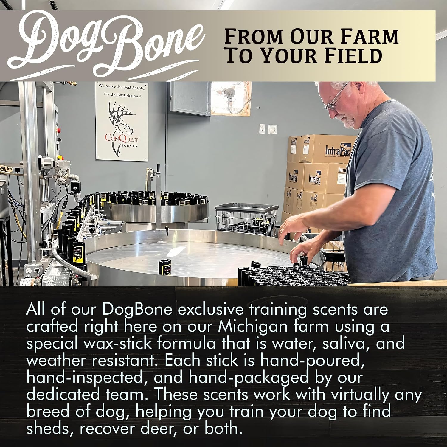 Conquest Scents DogBone Antler Scent Stick, Dog Training Wax, 2.5 oz | Dog Training Scent Wax, Weather Resistant Formula, Saliva Resistant Formula