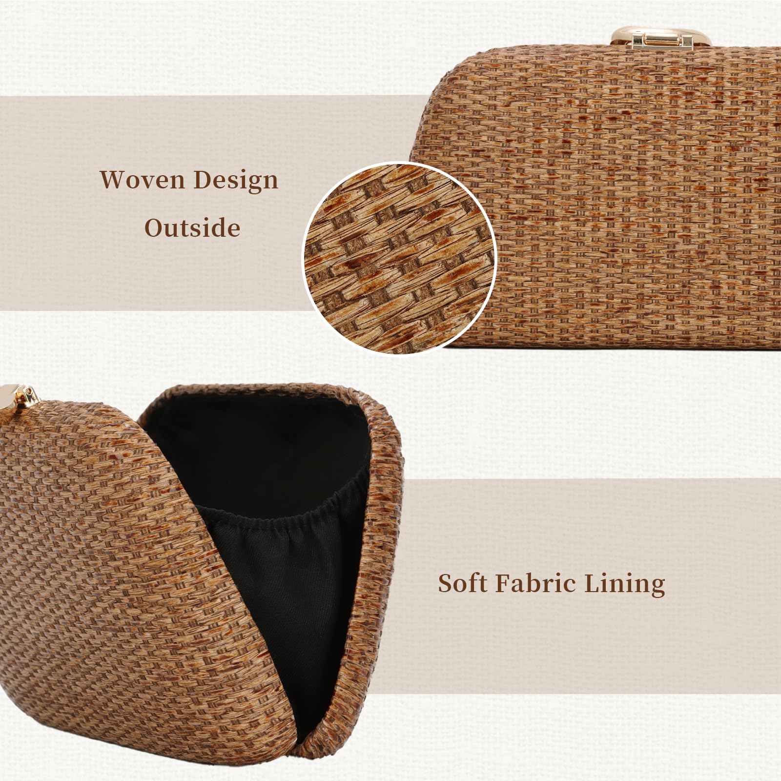 Bolso de Mano de paja de Verano para Mujer Bolso de Playa Tejido Bolso de Noche para Vacaciones Boda Formal 2025