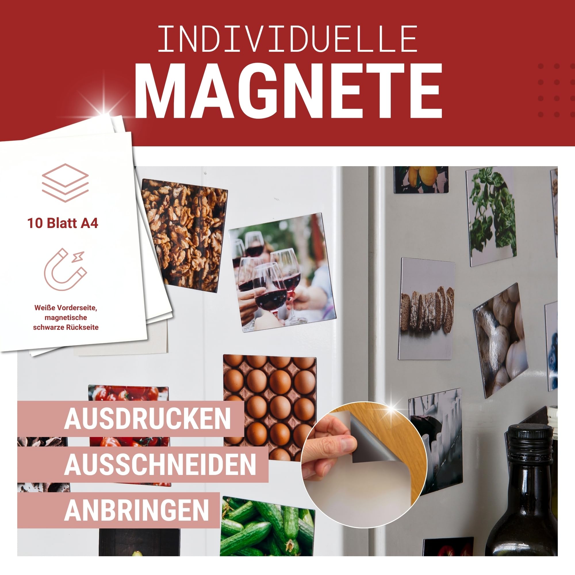 SKULLPAPER Premium foglio magnetico fai da te formato A4 / foglio magnetico bianco stampabile - per stampante inkjet a getto d'inchiostro (10 fogli)