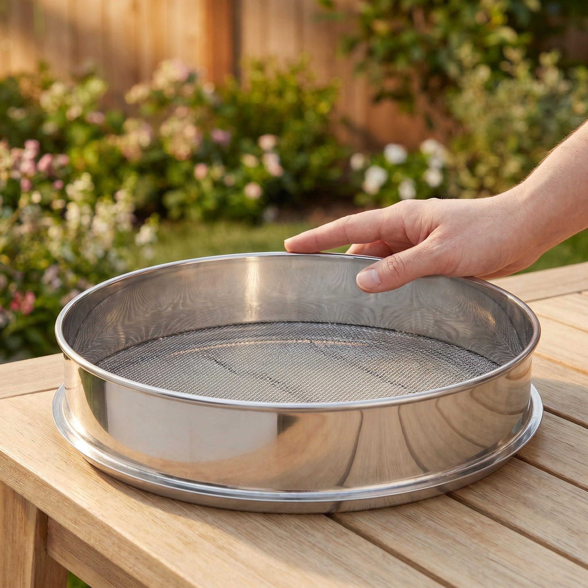 Toddmomy 2er-Set Gartensandsiebe: Robustes Edelstahl-Bodensieb mit 10 Maschen – 5 mm Maschenweite – Kompostsieb für Gartenbau und Pflanzarbeiten
