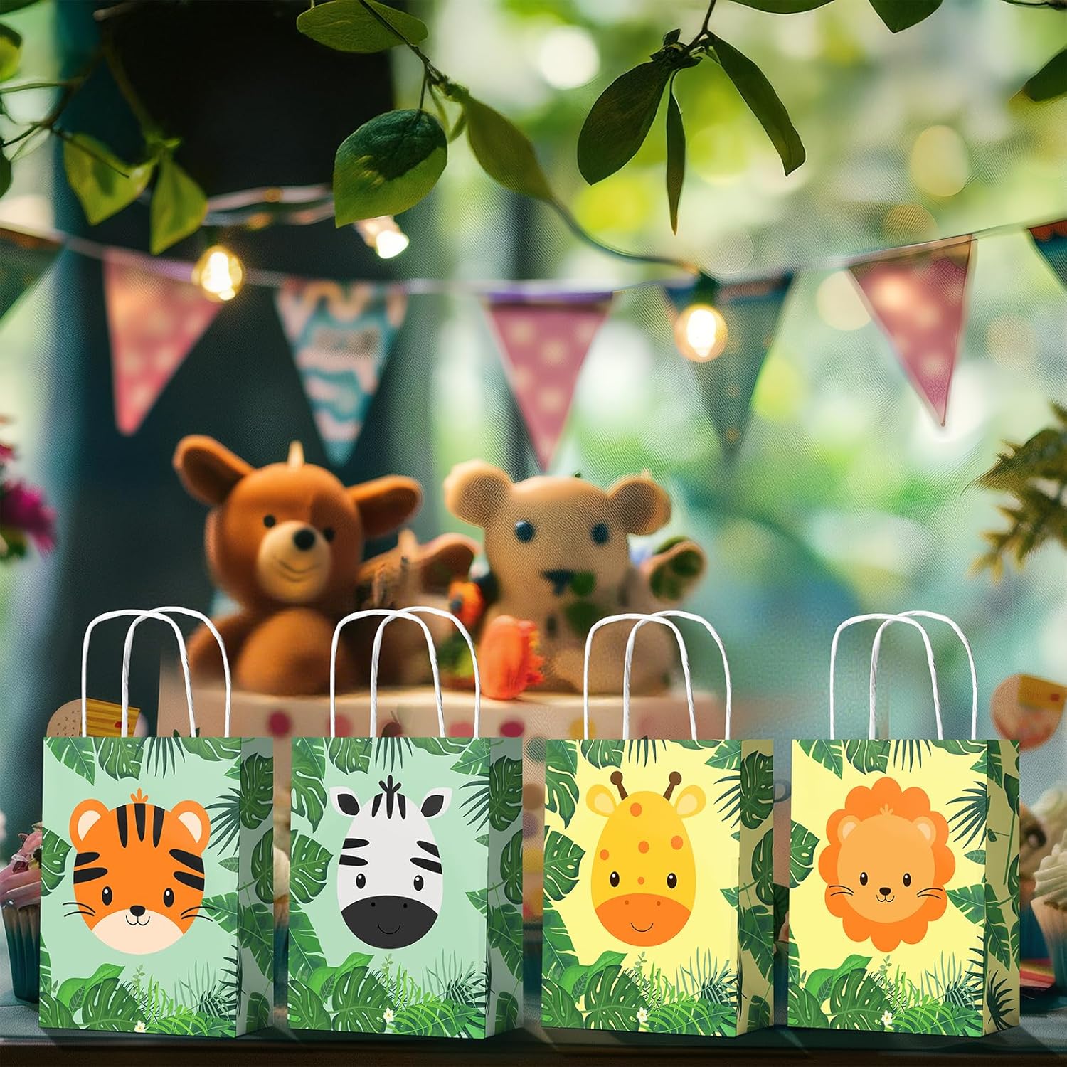 24 Pack Safari Party Favor Bags for Kids – Jungle Goodie Bags with Handles, Safari Birthday Decorations, Animal Party Supplies for Boys and Girls - Image 7