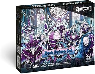 Vallejo - Squidmar Edition Dark Future Paint Set | High-Coverage Formula | Game and Model Color Ranges Assortment | Exclusive Miniature Included & Video Tutorial | 12 Bottles x 18 ml. (0.60 fl.oz.)