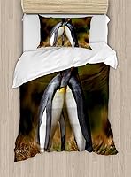 Vista 265 de Ambesonne Juego de funda de edredón de pesca, lubina de boca grande atrapando un bocado en espray de agua, imagen salvaje, juego de cama decorativo