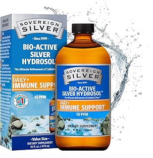 Sovereign Silver Immune Support - Colloidal Silver, Bio-Active Silver Hydrosol, 10 ppm, Liquid Twist Top, 16 Fl Oz, (473 mL)