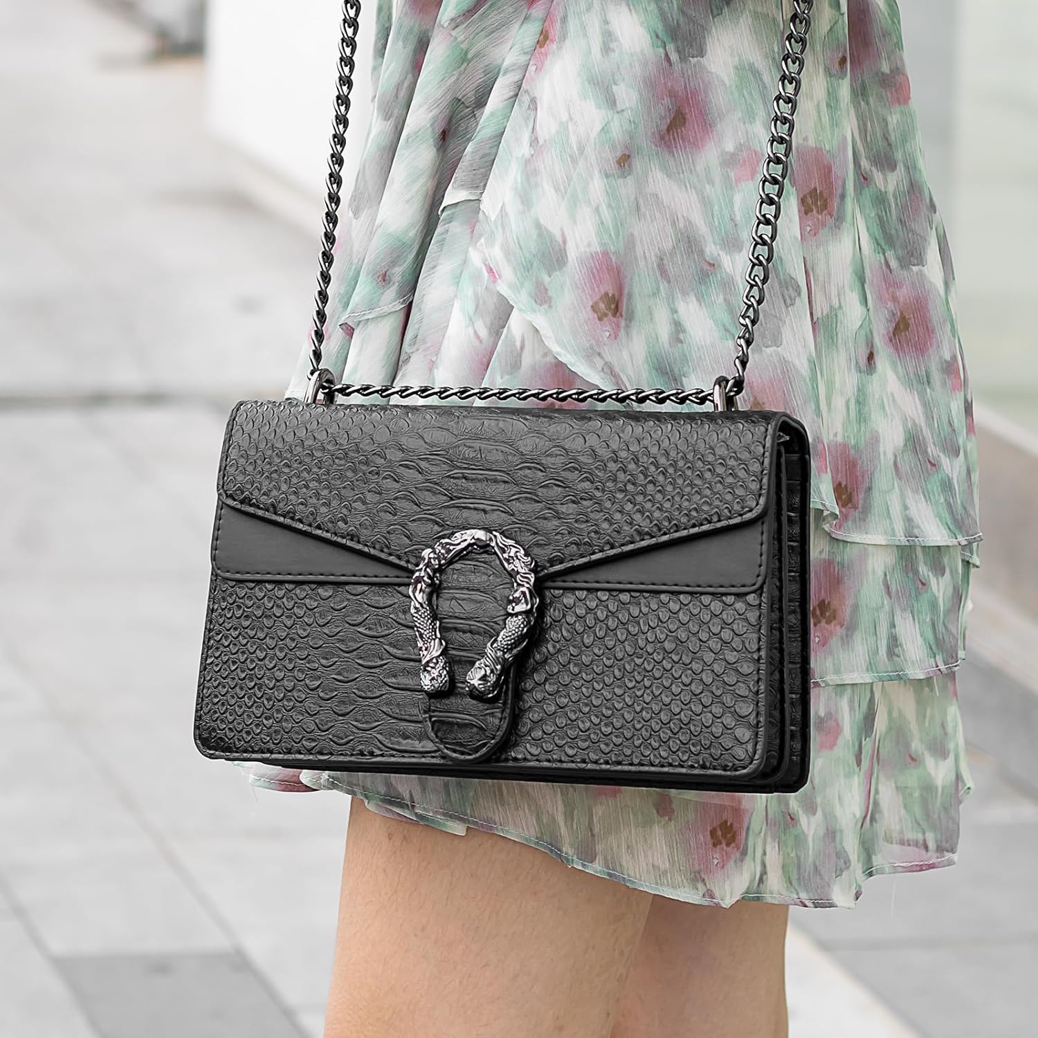 HELFNE Evening Bags and Clutches for women,Chain Fashion Crossbody Bags Satchel Handbags,Cute Vegan Purses and Shoulder Bag - Image 3