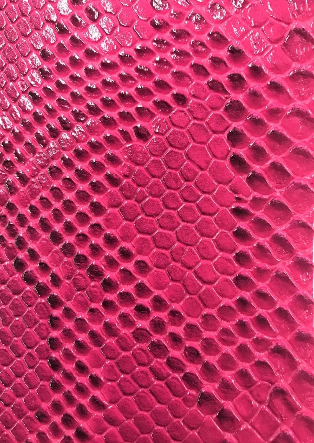 Magenta Faux Viper Snake Skin Vinyl-Faux Leather-3D Scales-Sold by The Yard.