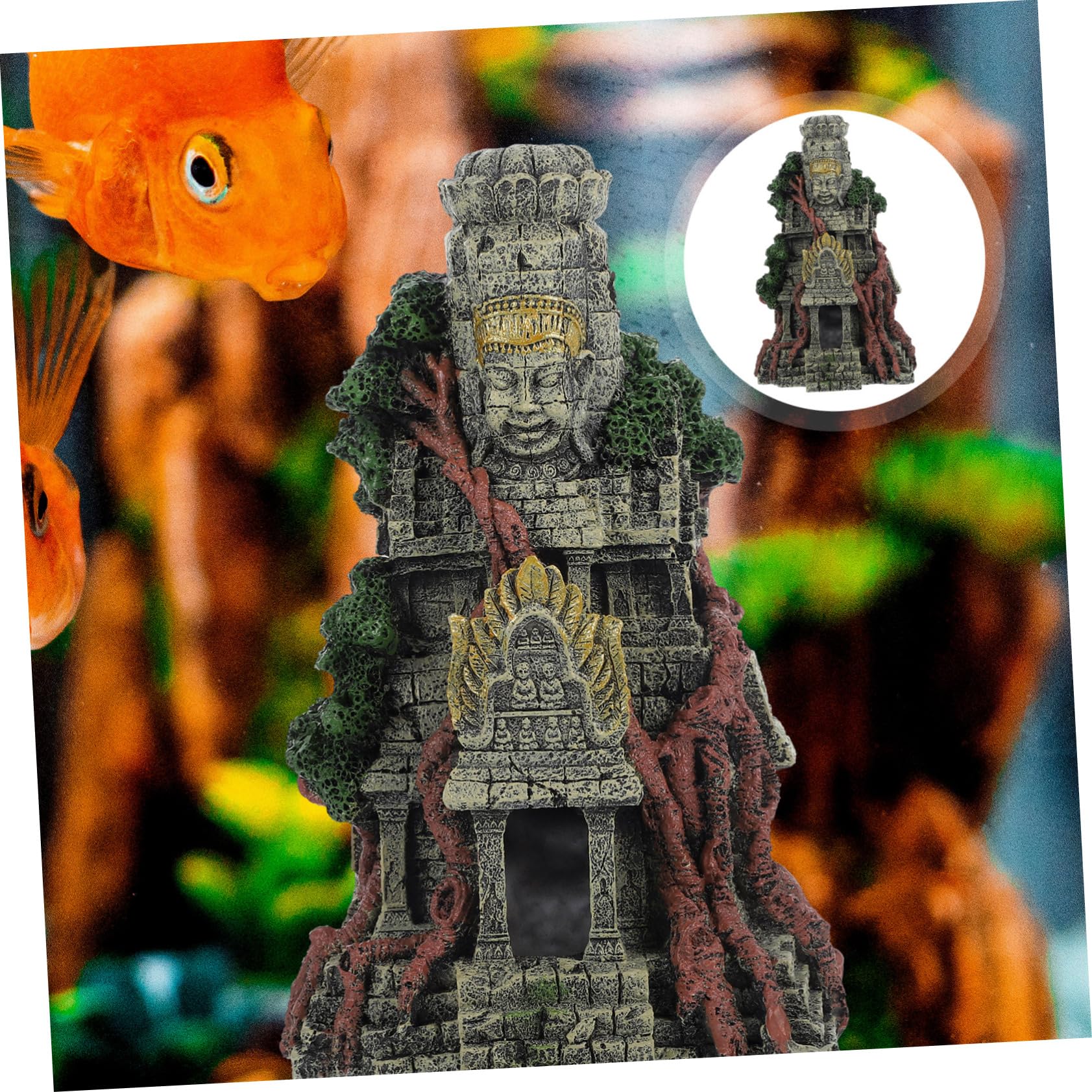 Toyvian Décoration Aquarium en Résine Temple Antique Cachette à Poissons, Style et Cachette pour Aquarium d'eau Douce