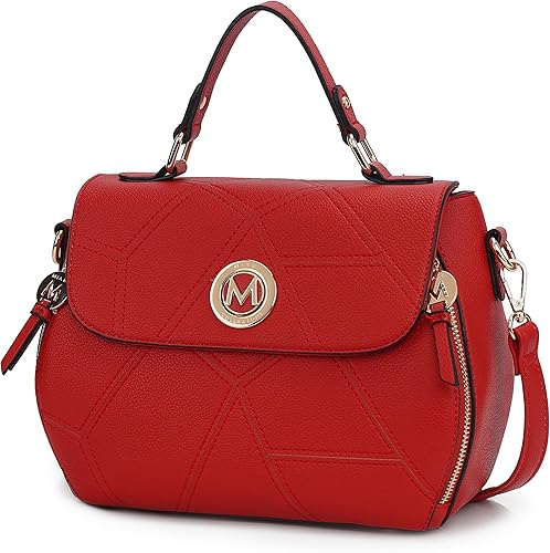 MKF Collection Bolso bandolera de cuero vegano para mujer bolso cruzado con asa superior