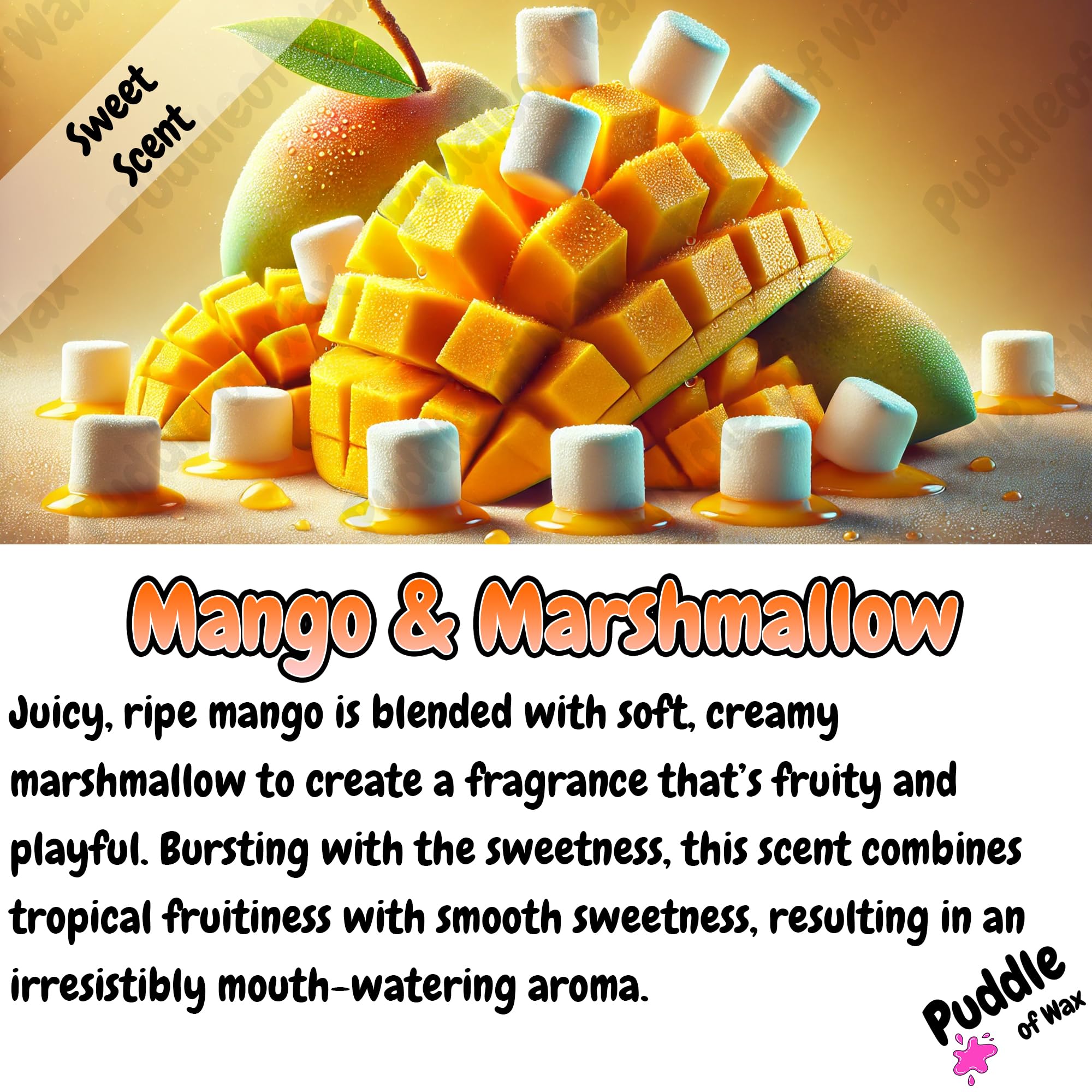 Mango & Marshmallow Whipped Soap Body Wash, 150g, Natural Oils & Kaolin Clay, Sweet Scent, Vegan Friendly, Puddle of Wax - Image 2