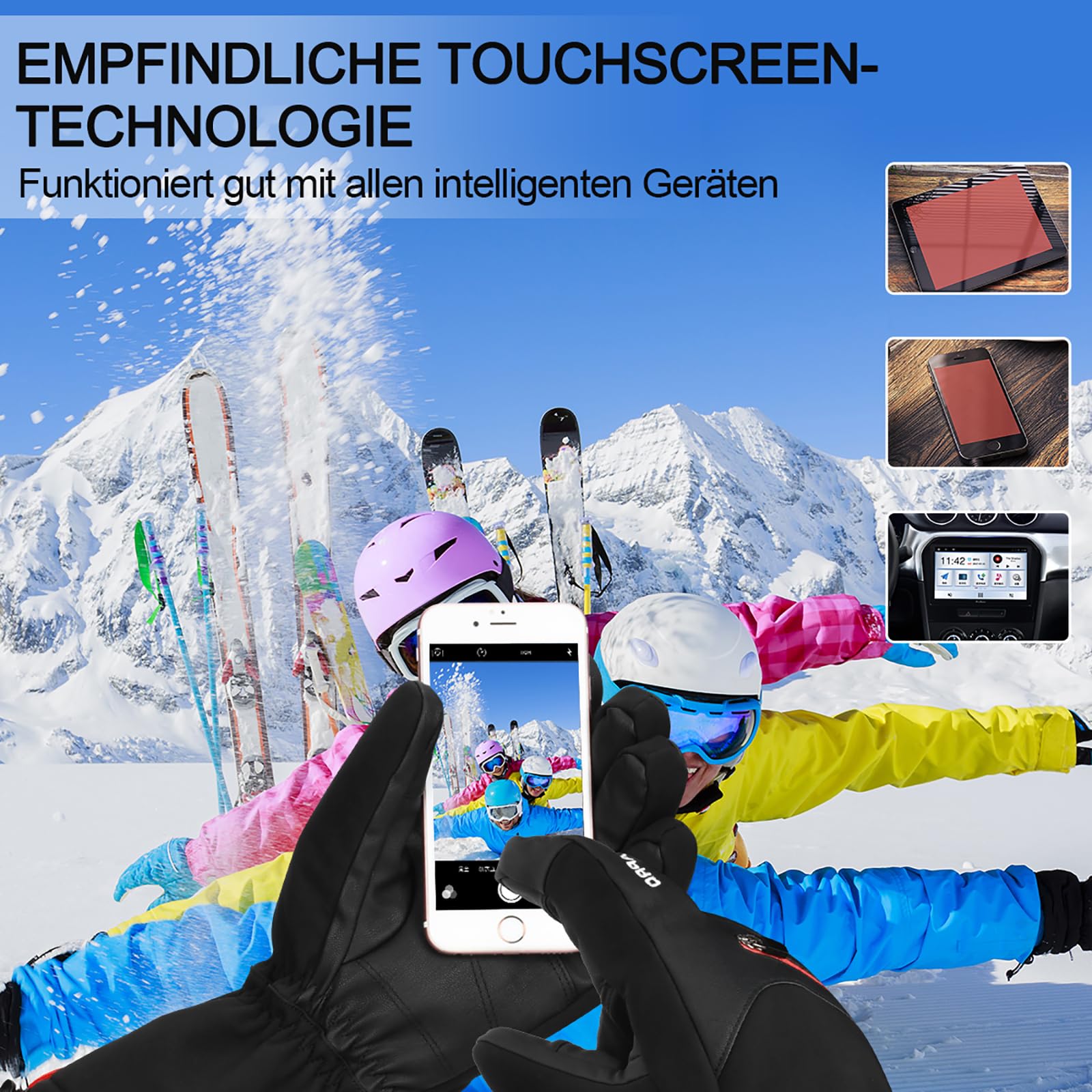 Cevapro Skihandschuhe Warme Winterhandschuhe wasserdichte Snowboard HandschuheTouchscreen Handschuhe für Herren Frauen zum Wintersport wie Skifahren Motorradfahren Fahrradfahren