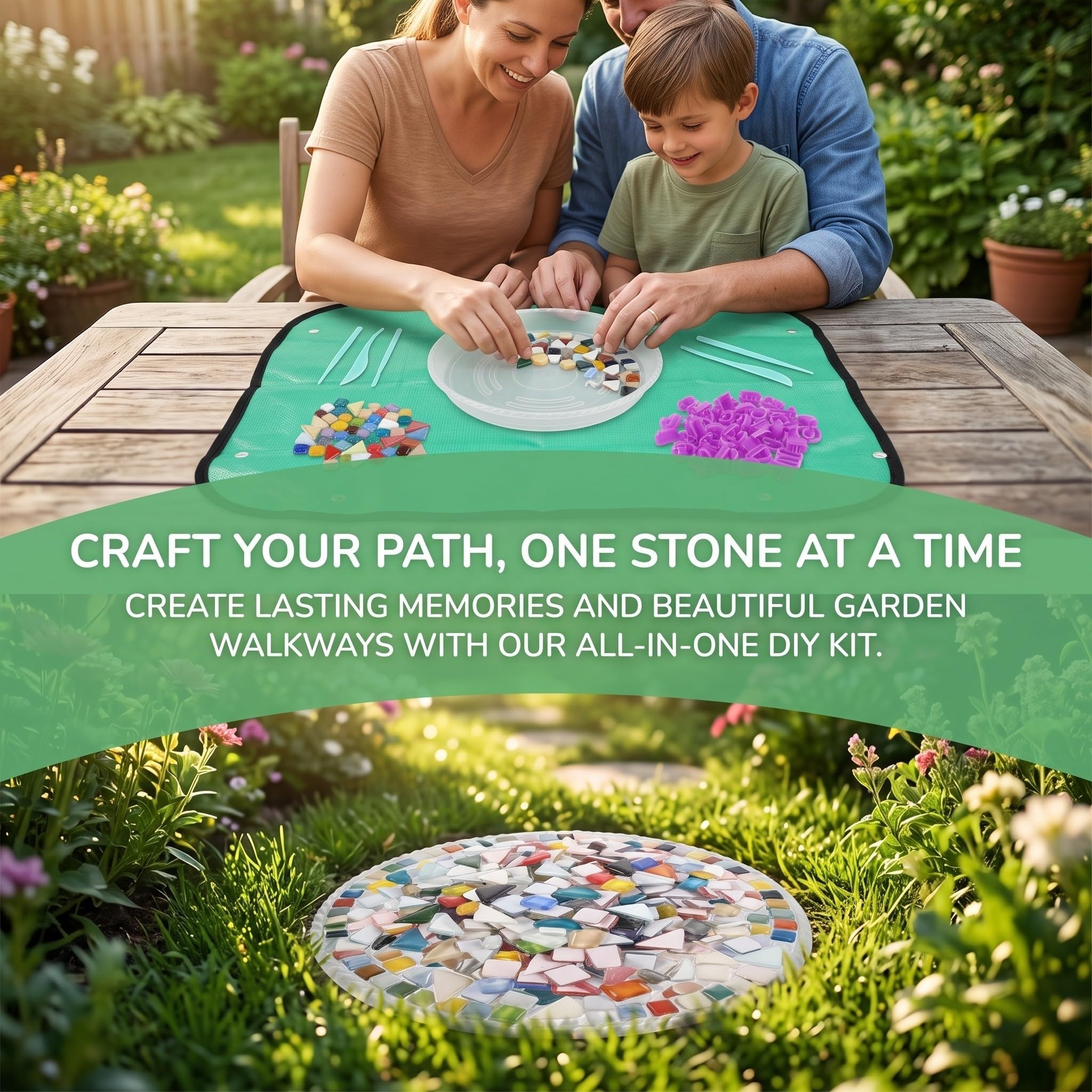 Kit de Dalles de Mosaïque Soi-même pour Jardin, Moules Modulaires