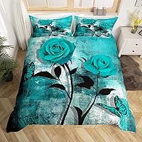 Vista 12 de Erosebridal Funda de edredón de rosa rústica para niños, adolescentes y jóvenes, funda de edredón retro teñida con lazo, juego de ropa de cama