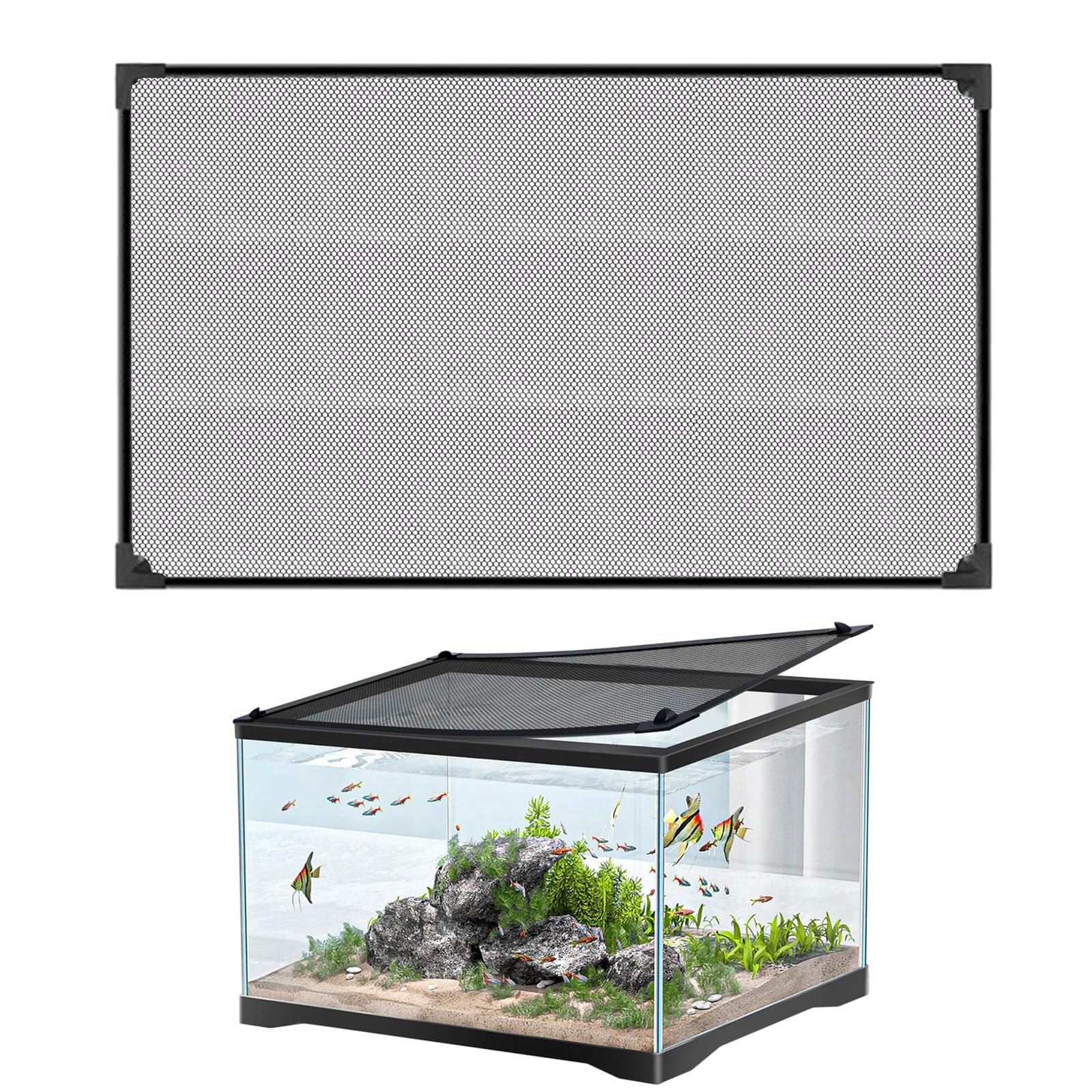 Couvercle D'aquarium, Filet Anti-Saut, Aquarium Couvercle D'écran, Fischtankdeckel, Facile À Installer Accessoires Aquarium Empêcher Poissons Reptiles (50 X 30 CM)
