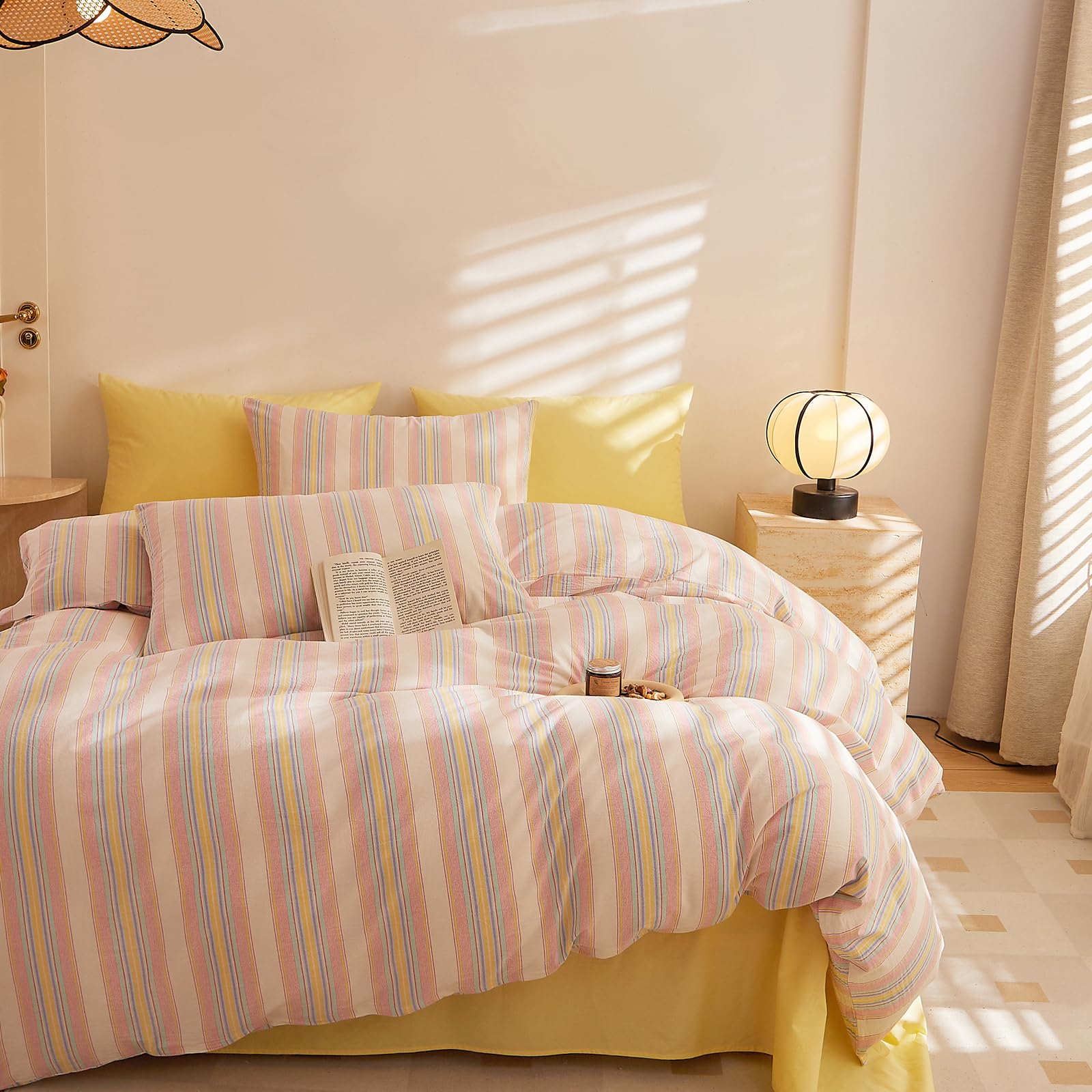 EAVD Vintage Colorful Stripe Duvet Cover Queen