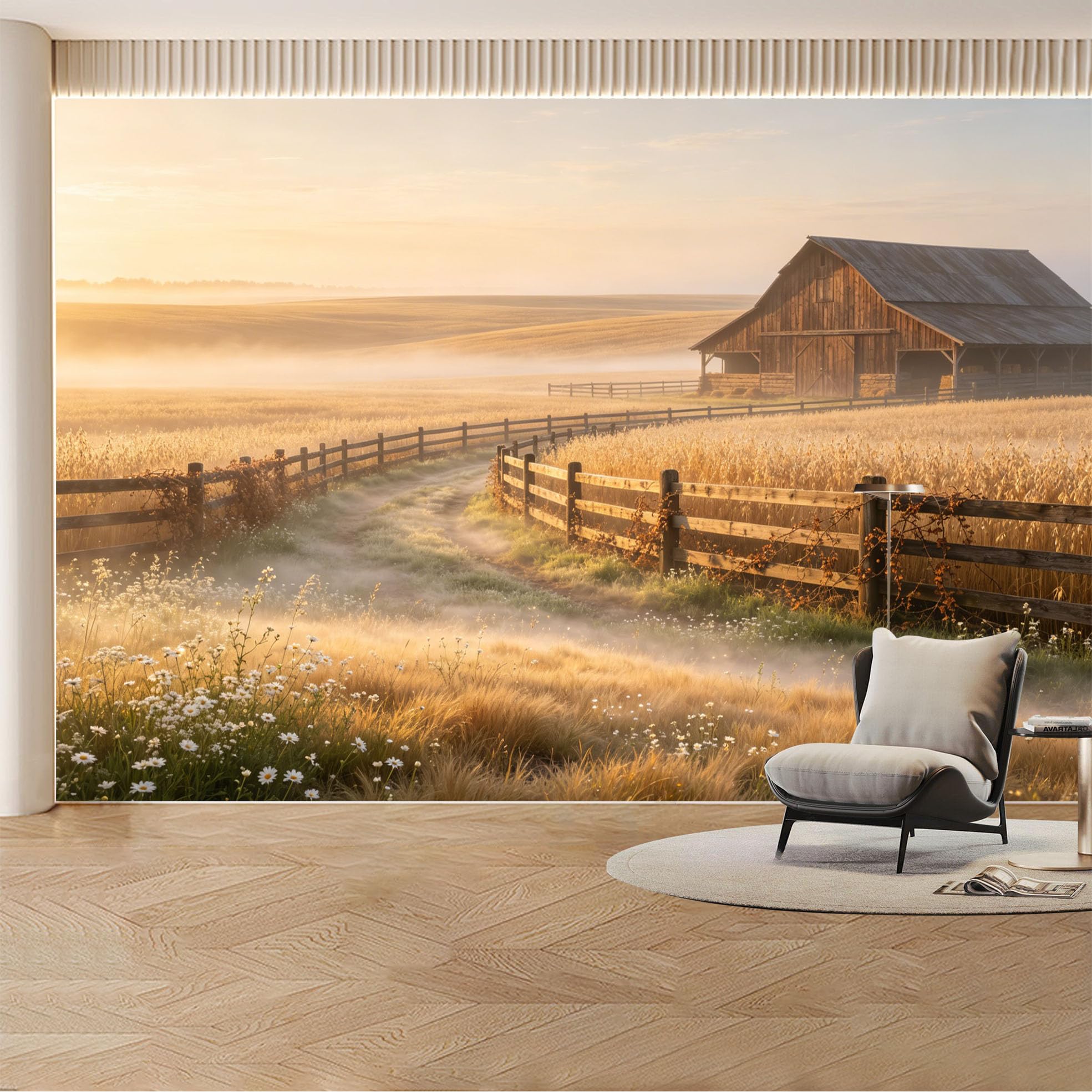 Custom Wall Mural Wallpaper Lake Forest Landscape Nature 3D Effect Wall Decor Large Wall Art Misty Nordic Minimalist Removable SelfAdhesive Large Photo for Living Room， Bedroom， Office