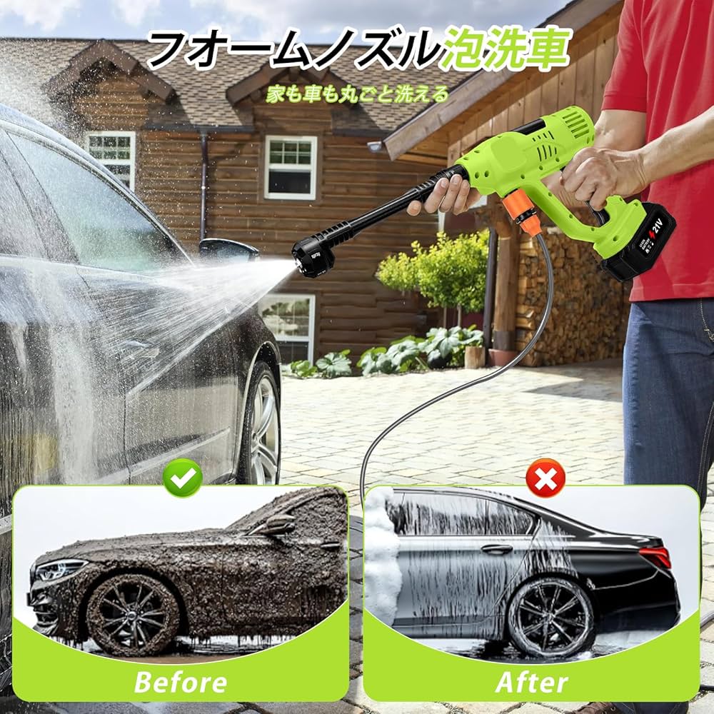 Amazon | bumxca 高圧洗浄機 コードレス 充電式 【新登場強化版·10段階
