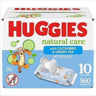 Huggies Natural Care Refreshing Baby Wipes, Hypoallergenic, Scented, 10 Flip-Top Packs (560 Wipes Total)