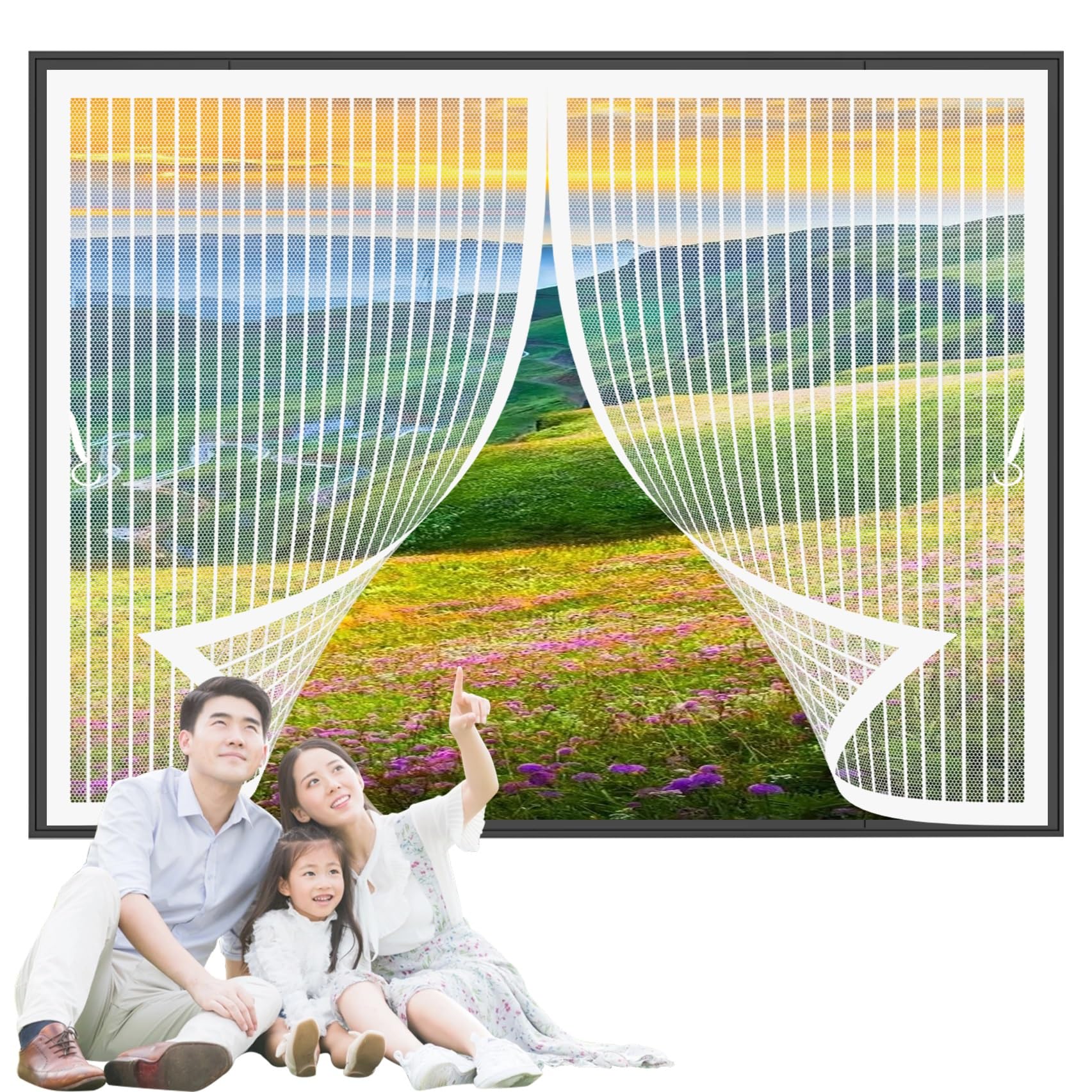 Congcli White Magnetic Fly Screen 82 X 46 Cm Durable Material, Automatic Closure, No Drilling Required Magnetic Window Screen Window Customizable For Multiple Curtain Types,