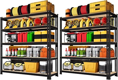 Miniatura 13 de Estantes de Almacenamiento de Metal de 5 Niveles: Estantería de Garaje de Servicio Pesado con Estantes Ajustables para Almacenamiento - Estante