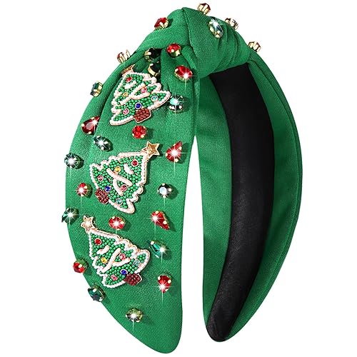 Vista 51 de Diadema de Navidad para mujer, accesorios de Navidad con cuentas, arco de Navidad, copo de nieve, diadema anudada HOHOHO, rojo y verde, perla