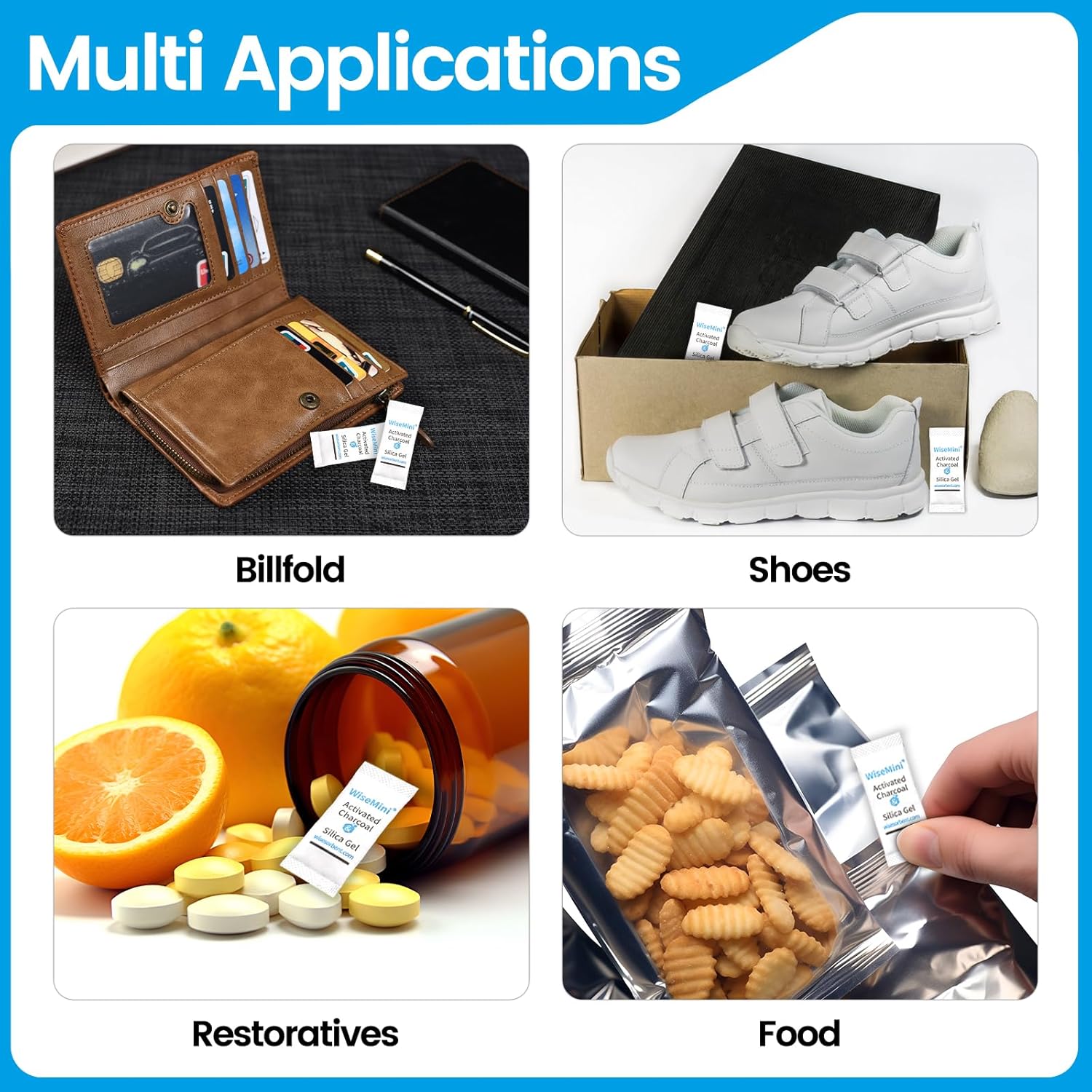 Wisesorb 2000Pcs 0.5g Desiccant Deodorizer Sachet, High Absorption Capacity for Moisture & Odor, Food Safe Silica Gel & Coconut Shell Activated Carbon Packs for Storage