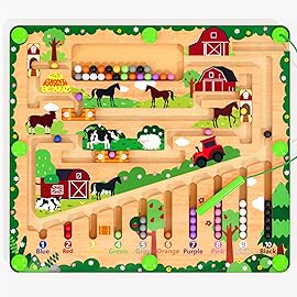 zhiwuzhu Magnetic Color and Number Maze, Montessori Wooden Toys for Ages 2-4,Sensory Toys,Fine Motor Skills Toys for Boys Girls 3-5 Years Old