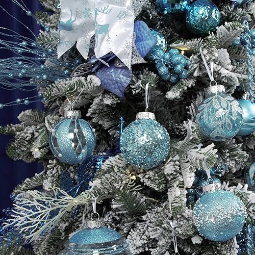 Miniatura 10 de XmasExp - Juego de adornos de bola de Navidad, 2.76pulgadas, grandes, inastillables, transparentes, con brillantina, decoración de árbol de Navidad,