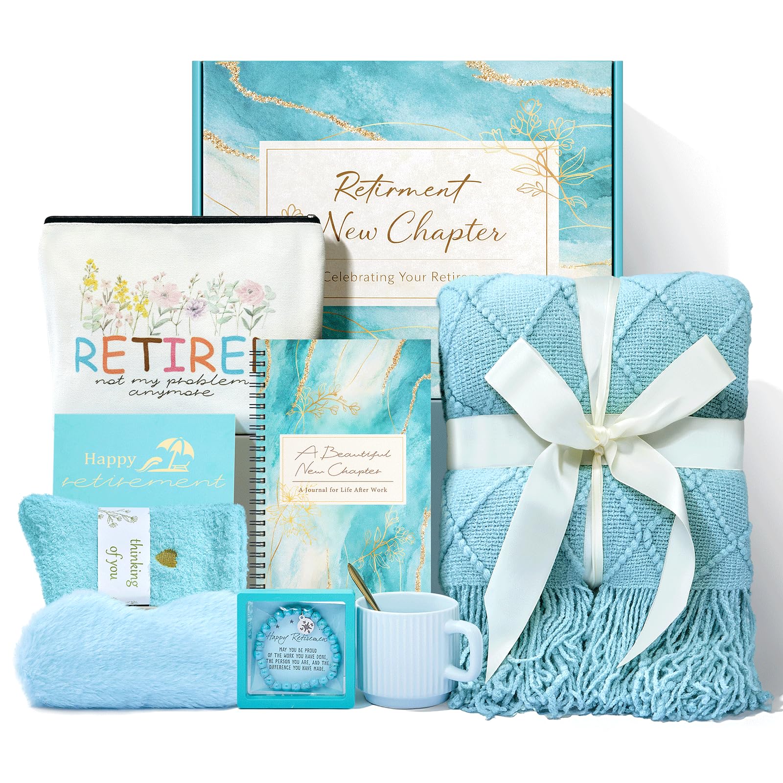 Photo 1 of CORNER RUNNER Retirement Gift Box - Women's Gift Set with Blanket, Mug, Notebook