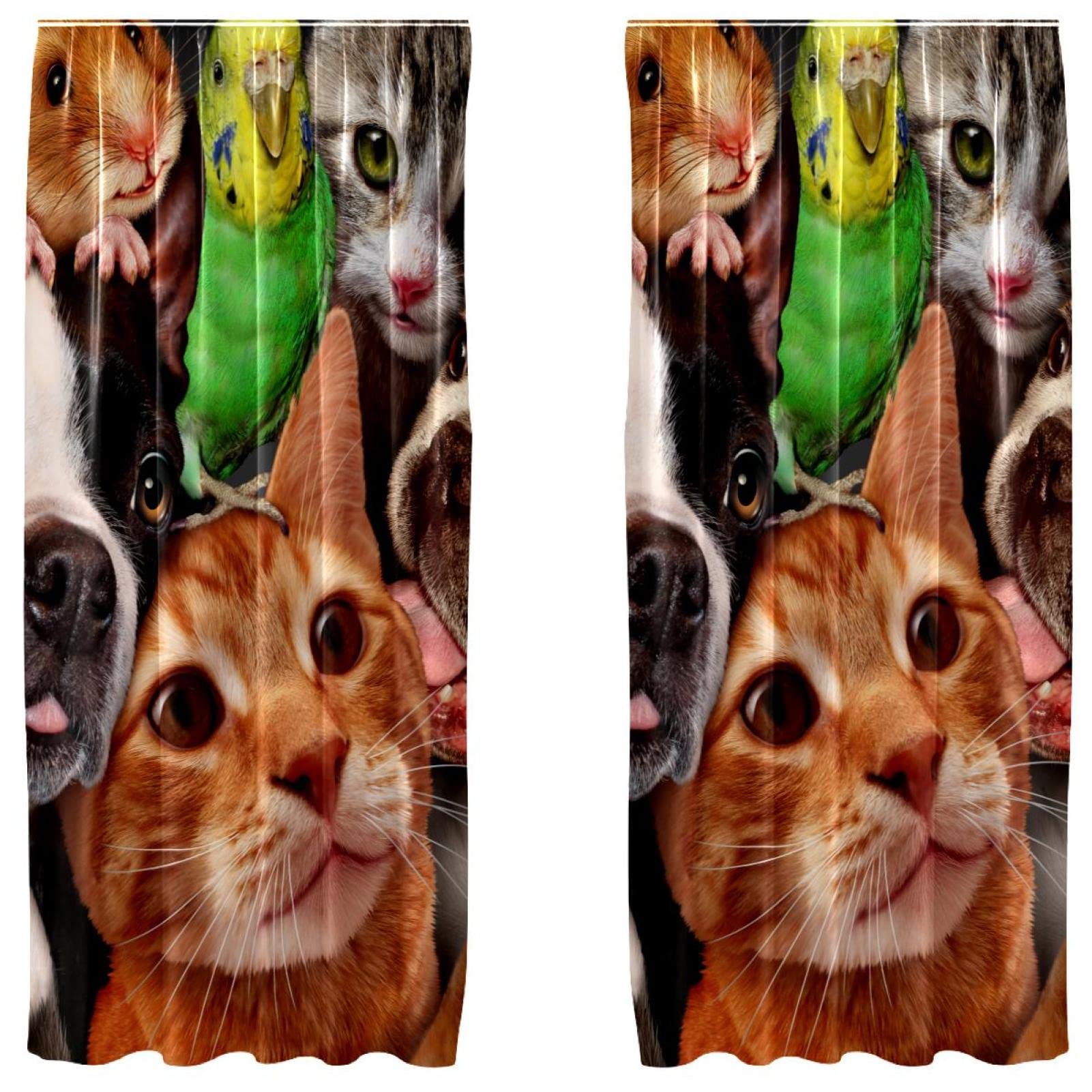 Cortinas de perros y gatos para habitacion infantil set de 2 paneles ligeros 140x213cm