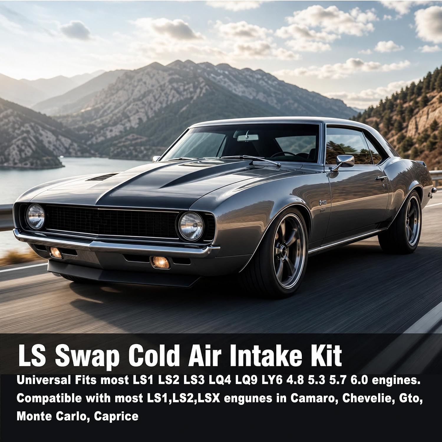 4'' LS Swap Cold Air Intake Kit, Universal Cold Air Intake System Compatible with LS1 LS2 LSX LQ4 LQ9, Fits A-Body G-Body Camaro Chevelle GTO Monte Carlo Caprice Restomod